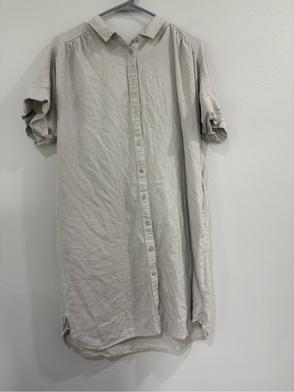 Well Worn Light Beige Button-Front Tunic